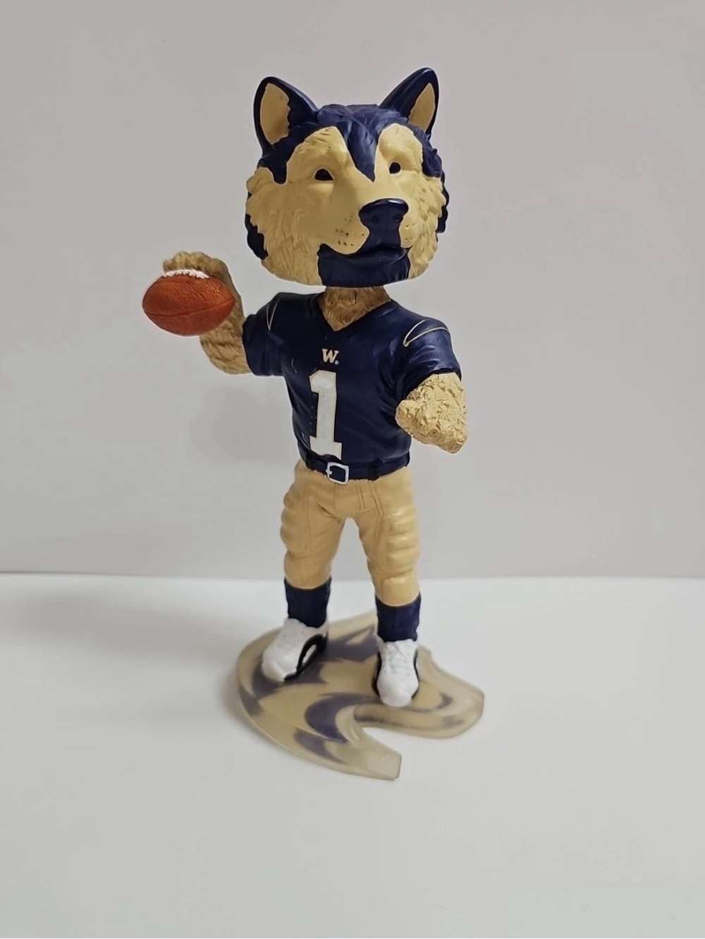 Washington University Mascot Football Bobblehead - Navy and Gold